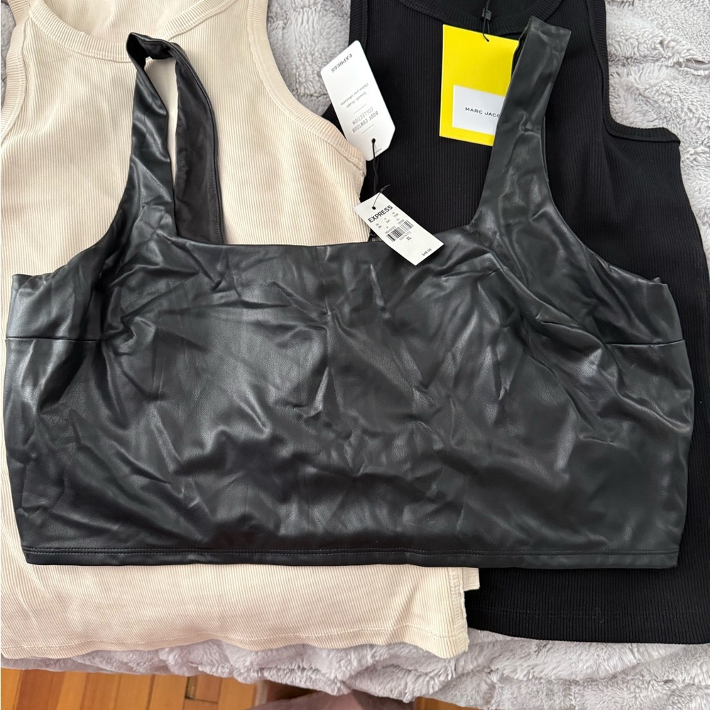Black Faux Leather Crop Top